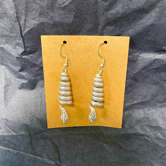 Sterling Silver Snake Earrings - Picture 2 of 2